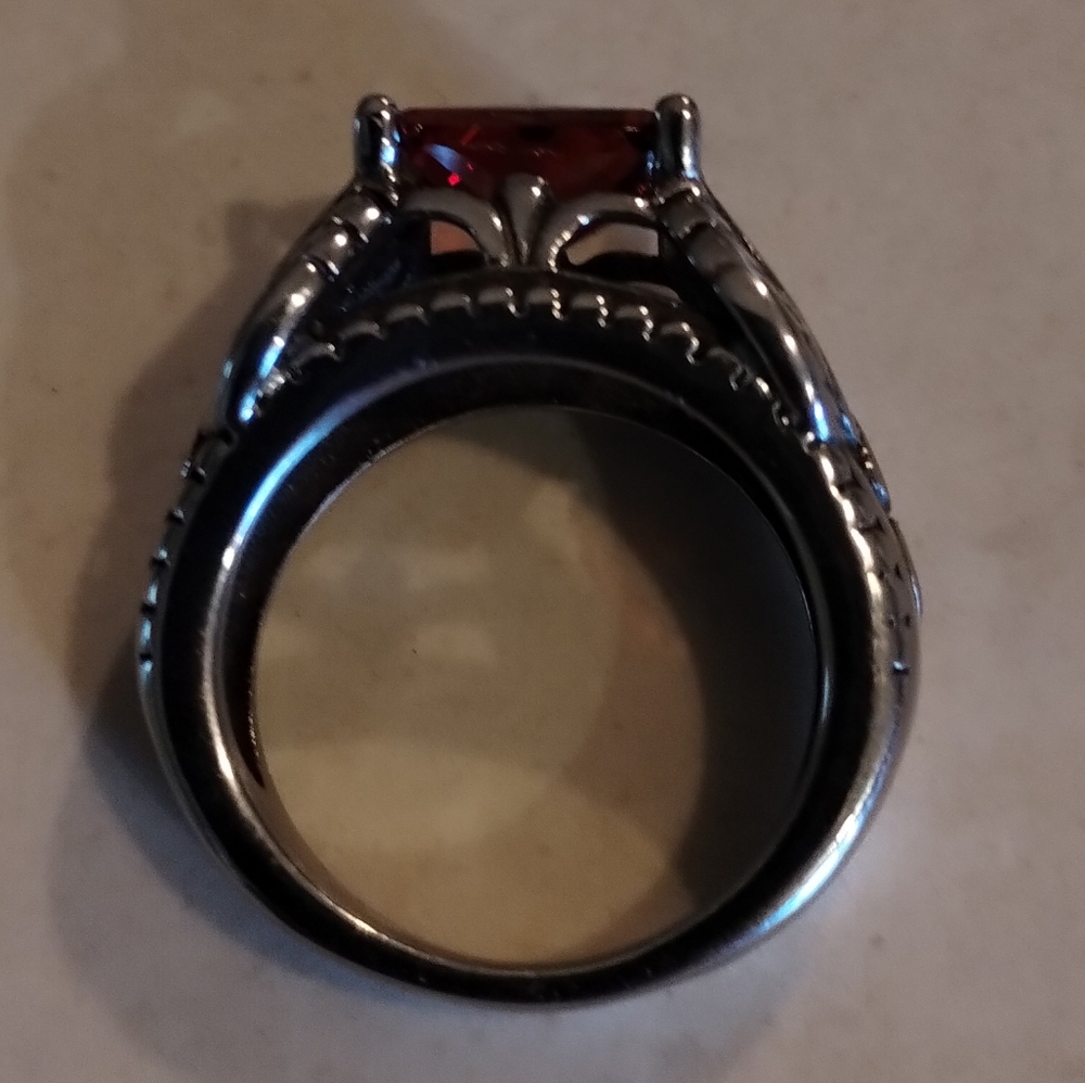 Gothic Red Ruby Cz Ring Size 8 - image 4